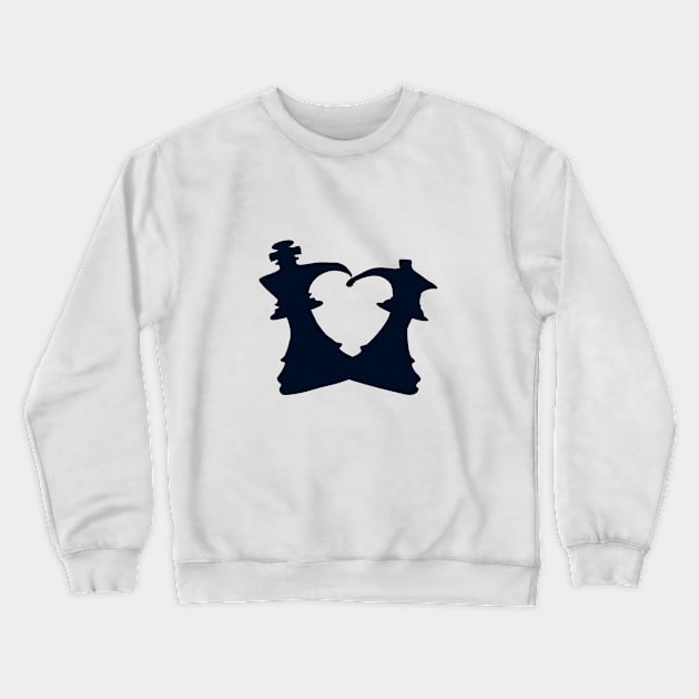 Chess - Black King and Queen Forming a Heart Crewneck Sweatshirt by ibadishi